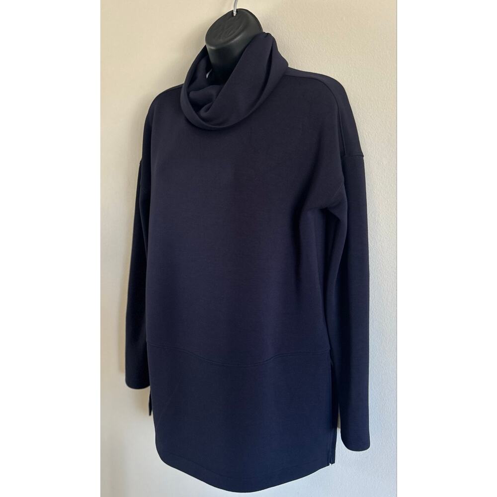 SPANX Navy Cowl Neck Tunic Top XS Soft Stretch Modal Lounge Athleisure